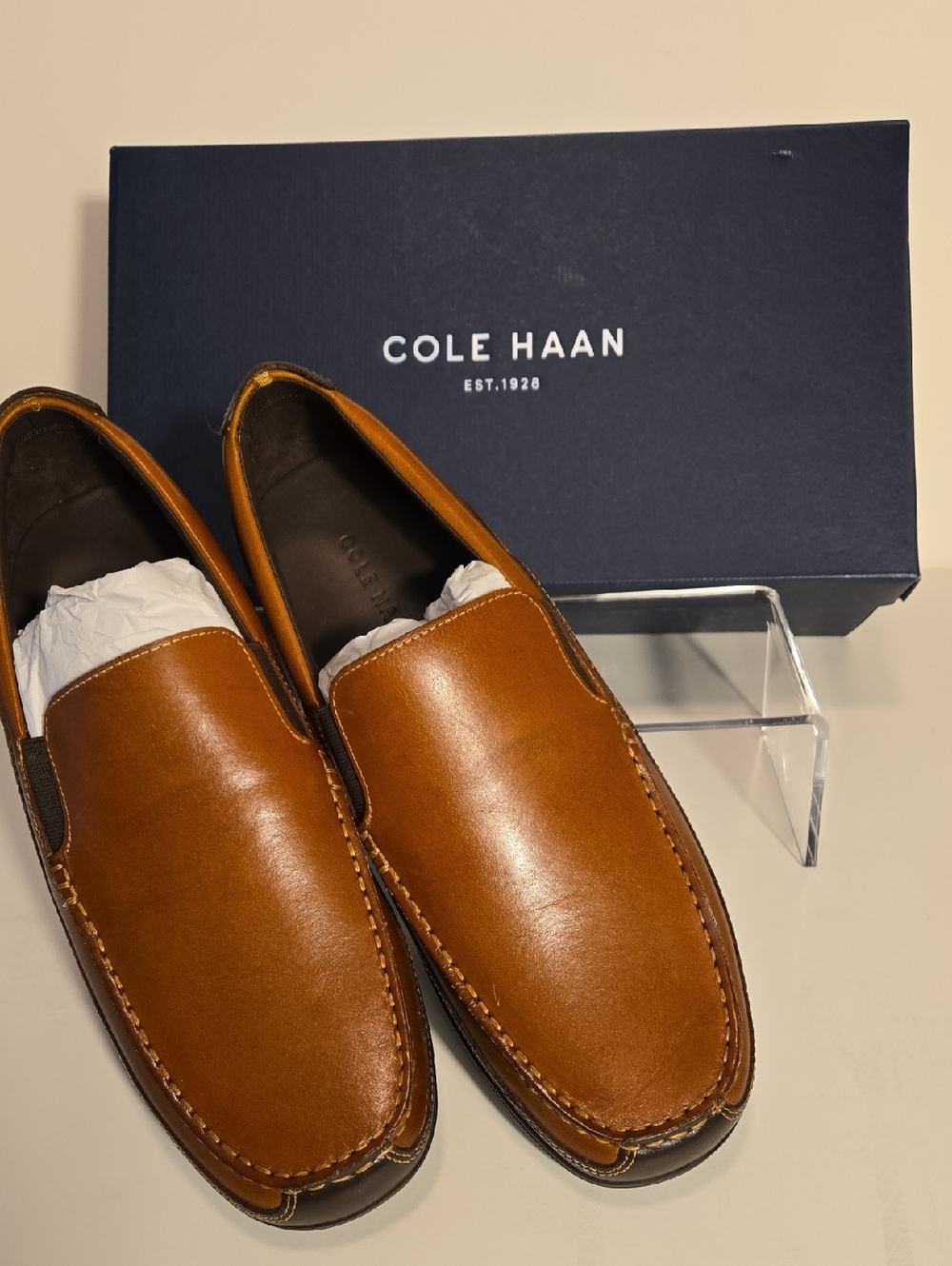 Cole Haan Tucker Venetian Loafers Men's 10.5 Tan Leather NWT